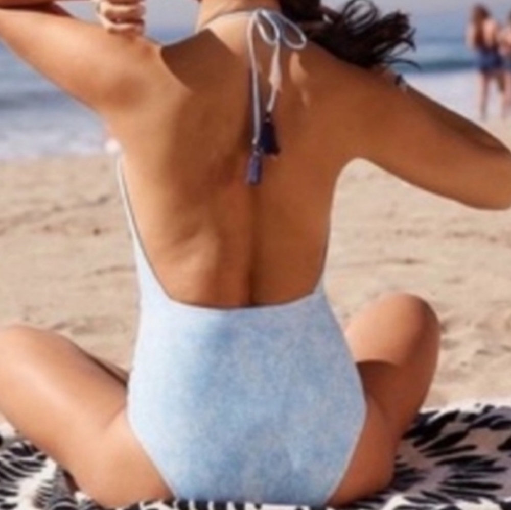 Aerie Sky Blue Women's One Piece Swimsuit - Picture 3 of 11